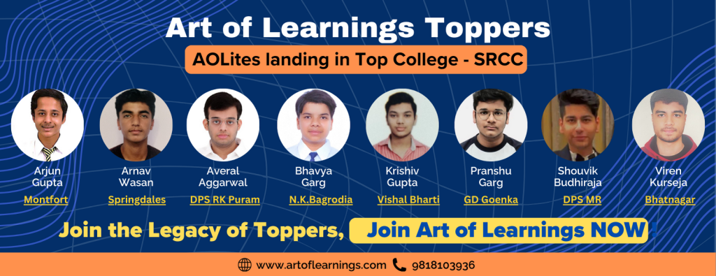 Best CUET Coaching in delhi Art of learnings Toppers landing to the Top DU College SRCC 2024 , Best economics teacher vivek sir